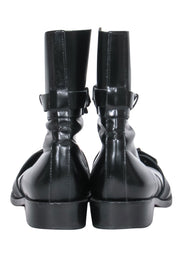 Current Boutique-Acne Studios - Black Leather Buckled Cutout "Petra" Booties Sz 8