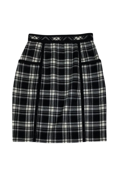 Current Boutique-Adam Lippes - Black & White Plaid Wool Skirt Sz 4