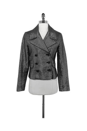 Current Boutique-Adam Lippes - Shiny Silver Embellished Blazer Sz S