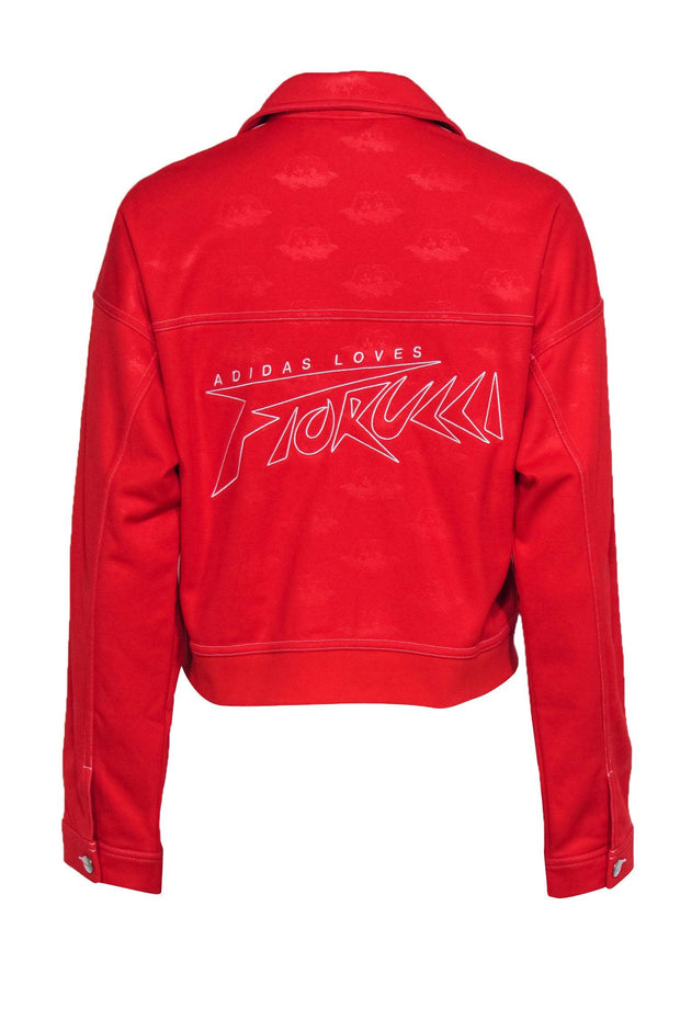 Current Boutique-Adidas x Fiorucci - Red Angel Baby Jacquard Track Jacket w/ Embroidered Back Graphic Sz M