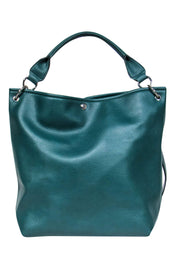 Current Boutique-Adolfo Dominguez - Emerald Green Pebbled Leather Convertible Tote