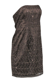 Current Boutique-Adrianna Papell - Bronze Lace & Sequin Strapless Sheath Dress Sz 10