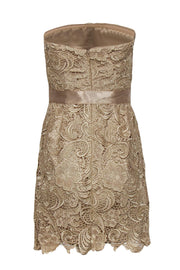 Current Boutique-Adrianna Papell - Golden Champagne Strapless Lace Cocktail Dress Sz 4