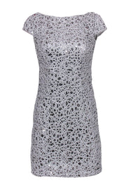 Current Boutique-Adrianna Papell - Silver Sequin & Beaded Sheath Dress Sz 2