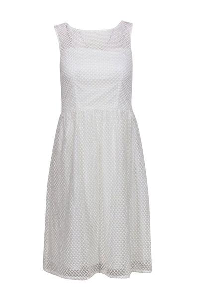 Current Boutique-Adrianna Papell - White Embroidered Textured Overlay Dress Sz 4