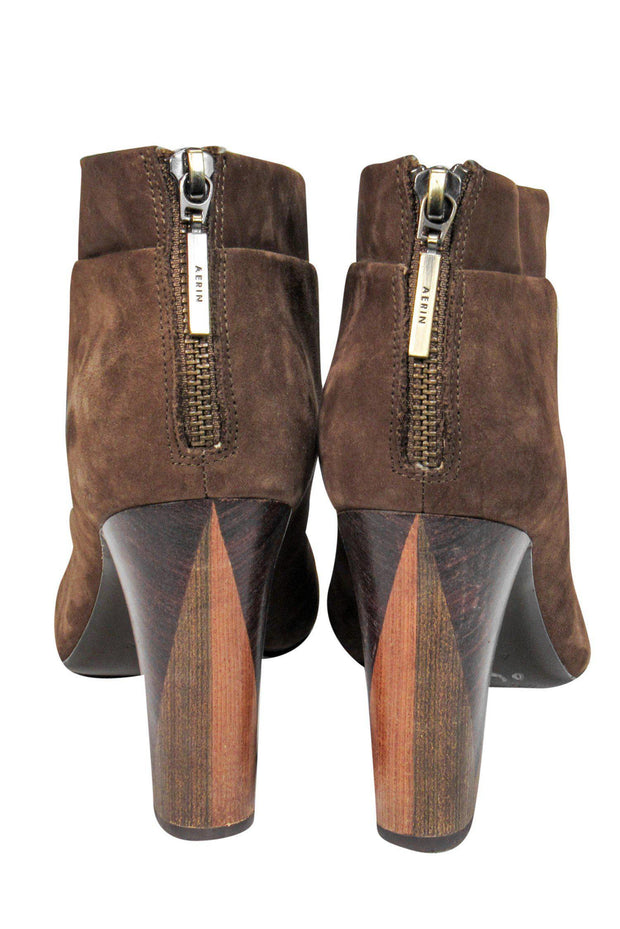 Current Boutique-Aerin - Brown Suede Heeled Booties Sz 9