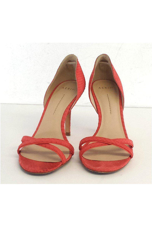 Current Boutique-Aerin - Coral Snakeskin Strappy Heels Sz 7