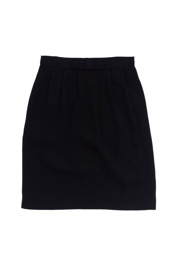 Current Boutique-Agnes B. - Black Straight Pleated Bow Skirt Sz 4