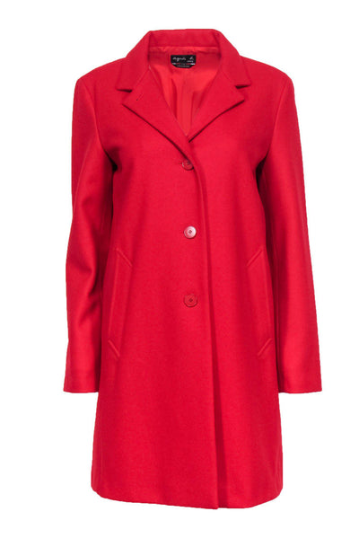 Current Boutique-Agnes B. - Red Wool Blend Longline Coat Sz M