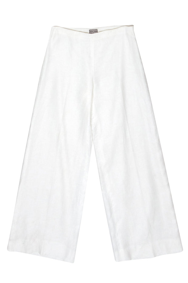 Current Boutique-Agnona for Bergdorf Goodman - White Wide Leg Linen Trousers Sz 10