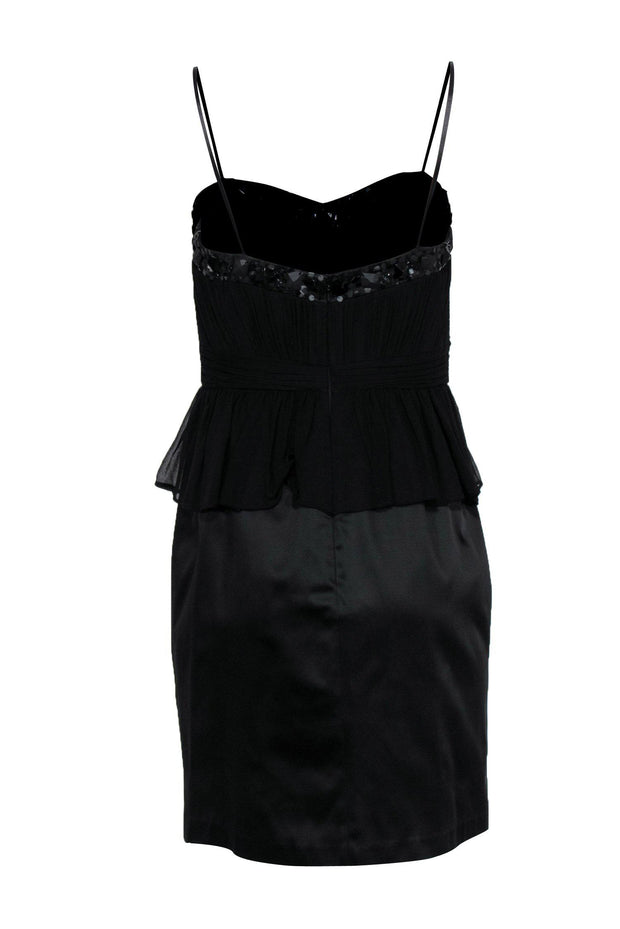 Current Boutique-Aidan Mattox - Black Strapless Pleated Sheath Dress w/ Jeweled Neckline Sz 8