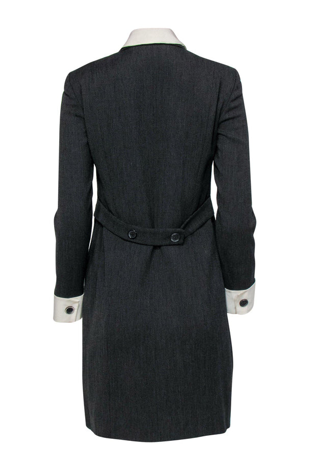 Current Boutique-Akris - Black Long Sleeve Collared Wool Shift Dress Sz 6