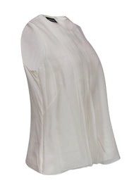 Current Boutique-Akris - Cream Pleated Silk Tank w/ Beaded Neckline Sz M