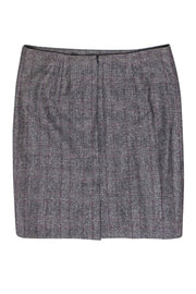 Current Boutique-Akris - Grey, Black & Purple Glen Plaid Pencil Skirt Sz 12