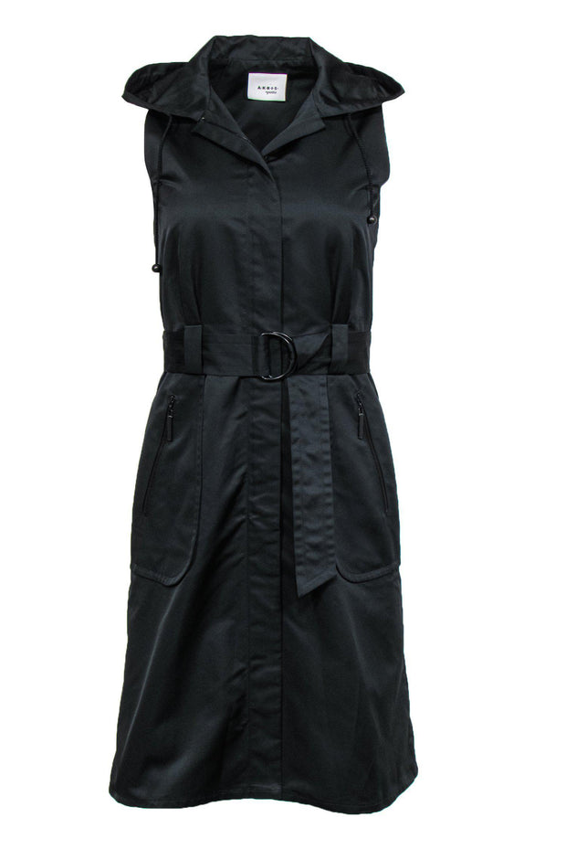 Current Boutique-Akris Punto - Black Hooded Dress w/ Belt Sz 4