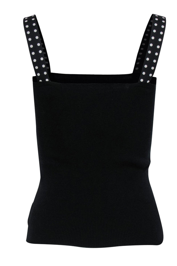 Current Boutique-Akris Punto - Black Ribbed Tank w/ Polka Dot Straps Sz 12