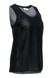 Current Boutique-Akris Punto - Black Sleeveless Blouse w/ Polka Dot Eyelet Lace Design Sz 6