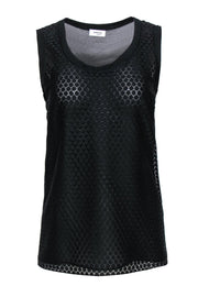 Current Boutique-Akris Punto - Black Sleeveless Blouse w/ Polka Dot Eyelet Lace Design Sz 6