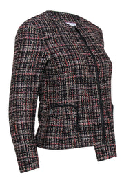 Current Boutique-Akris Punto - Black, White & Red Tweed Zip-Up Jacket Sz 4