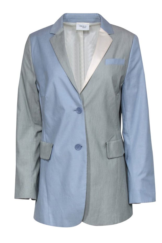 Current Boutique-Akris Punto - Blue & Grey Colorblocked Blazer Sz 14