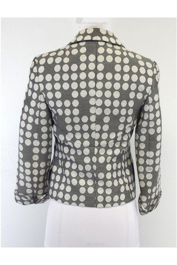 Current Boutique-Akris Punto - Grey & Ivory Polka Dot Wool Blend Blazer Sz 6