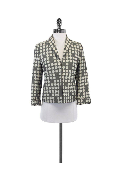 Current Boutique-Akris Punto - Grey & Ivory Polka Dot Wool Blend Blazer Sz 6