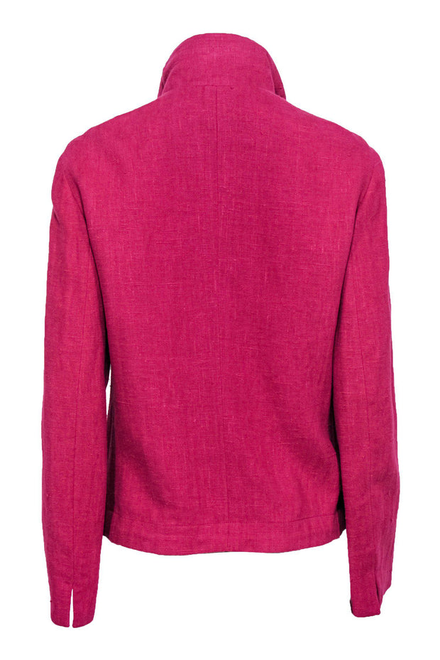 Current Boutique-Akris Punto - Hot Pink Linen Zip-Up Jacket Sz S