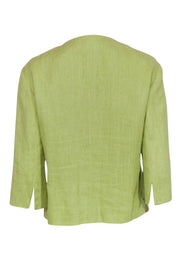 Current Boutique-Akris Punto - Lime Green Crop Sleeve Linen Jacket w/ Pockets Sz S