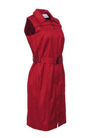 Current Boutique-Akris Punto - Red Cotton Vest-Style Belted Zip-Up Dress Sz 8