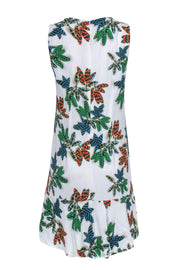 Current Boutique-Akris Punto - White Sleeveless Shift Dress w/ Foliage Print Sz 8