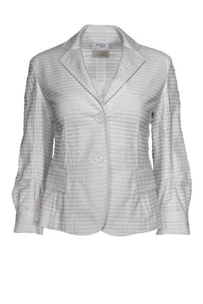 Current Boutique-Akris Punto - White Striped Two Button Blazer Sz 4