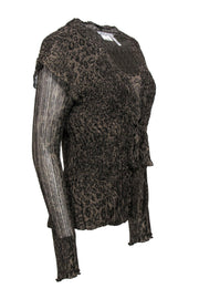 Current Boutique-Alberto Makali - Black & Gold Metallic Crinkle Blouse Sz M