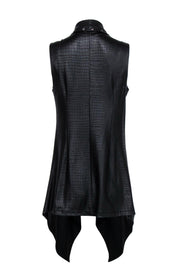 Current Boutique-Alberto Makali - Black Reptile Textured Faux-Leather Draped Studded Vest Sz S