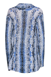 Current Boutique-Alberto Makali - Blue Snakeskin Print Open Cardigan Sz S