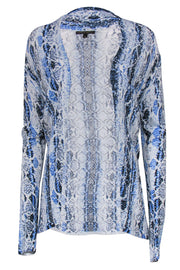 Current Boutique-Alberto Makali - Blue Snakeskin Print Open Cardigan Sz S