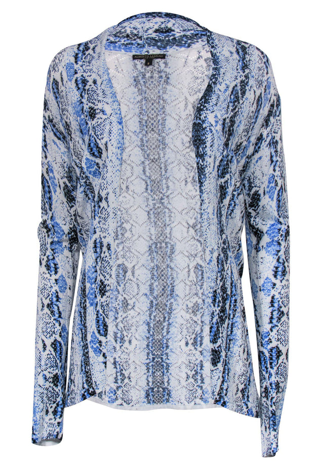 Current Boutique-Alberto Makali - Blue Snakeskin Print Open Cardigan Sz S