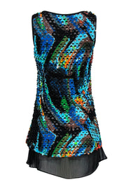 Current Boutique-Alberto Makali - Rainbow Marbled Tank w/ Cutout Texture Sz M