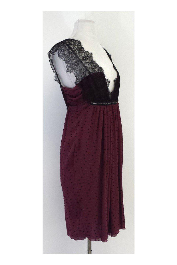 Current Boutique-Alessandro Dell'Acqua - Maroon & Black Swiss Dot Dress Sz 6