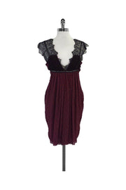 Current Boutique-Alessandro Dell'Acqua - Maroon & Black Swiss Dot Dress Sz 6