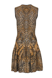 Current Boutique-Alexander McQueen - Black & Gold Metallic Flared Snakeskin Knit Dress Sz S