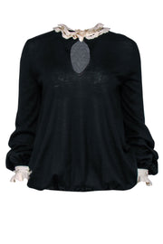 Current Boutique-Alexander McQueen - Black Wool Sweater w/ Ruffle Trim Sz M