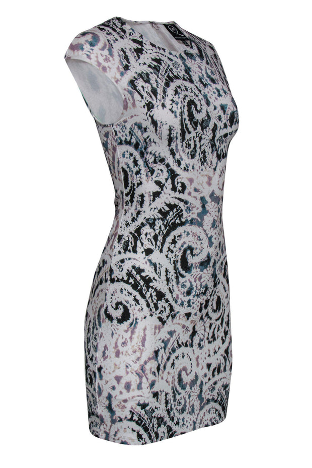 Current Boutique-Alexander McQueen - White Lace Printed Sheath Dress Sz M