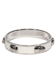 Current Boutique-Alexander McQueen - White & Silver Skull Embellished Bangle