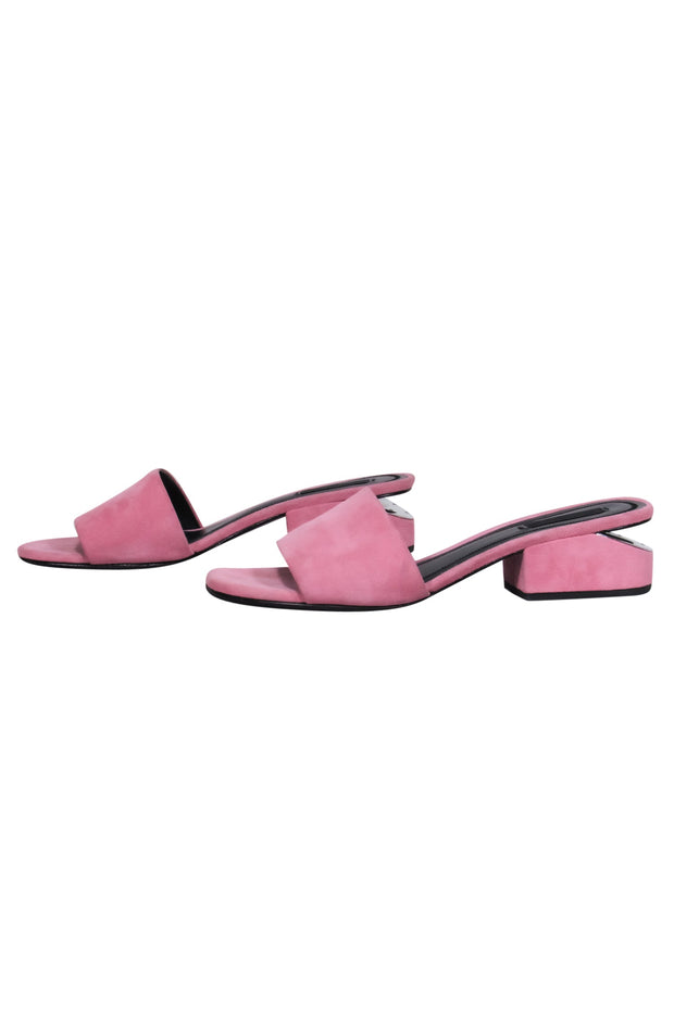 Current Boutique-Alexander Wang - Baby Pink Suede Slide Sandals w/ Cutout Heel Sz 9