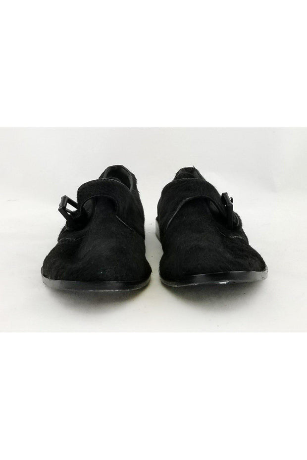 Current Boutique-Alexander Wang - Black Calf Hair Buckle Loafers Sz 7