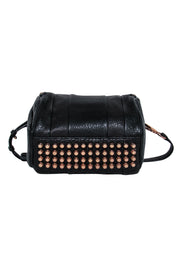 Current Boutique-Alexander Wang - Black Pebbled Leather Convertible Satchel w/ Studded Hardware