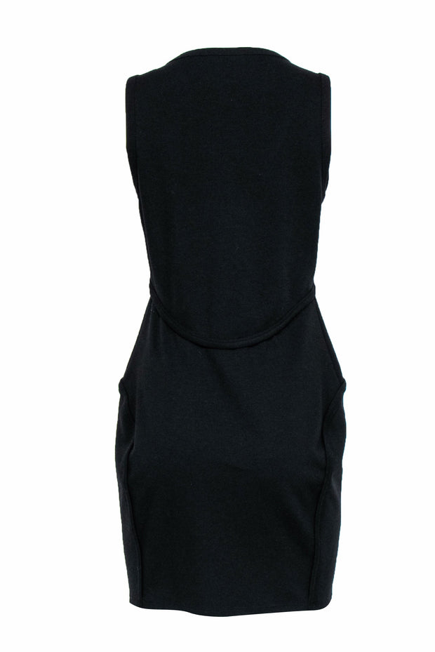 Current Boutique-Alexander Wang - Black Sleeveless Knit Bodycon Dress w/ Front Zipper Sz L