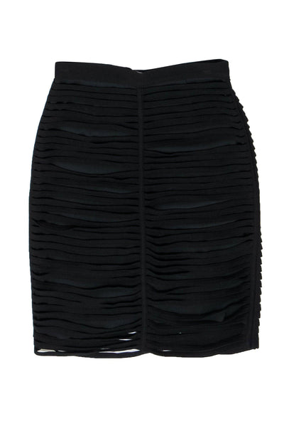 Current Boutique-Alexander Wang - Black Split Draped Pencil Skirt Sz 4