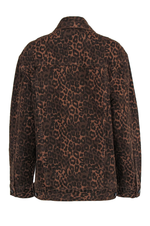 Current Boutique-Alexander Wang - Brown Leopard Print Button-Up Denim Jacket Sz L