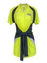 Current Boutique-Alexander Wang - Chartreuse & Black Short Sleeve Waist Tie Dress Sz XS